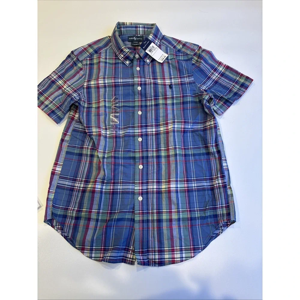 Polo Ralph Lauren‎ Madras Plaid Cotton Button Down Boy's Large(14-16)